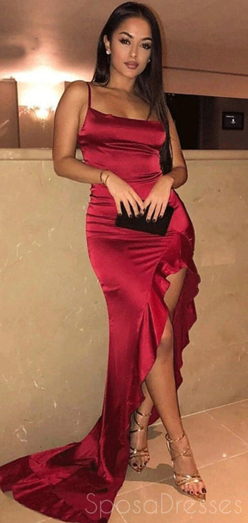 Burgndy Sexy Mermaid Long Evening Prom Dresses, Sweet 16 Prom Dresses, 12372