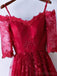 Red Spaghetti Straps A-line Long Prom Dresses, Sweet 16 Prom Dresses, 12379