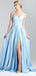 A-line V Neck Sleeveless Custom Prom Dresses, Sweet 16 Prom Dresses, 12409