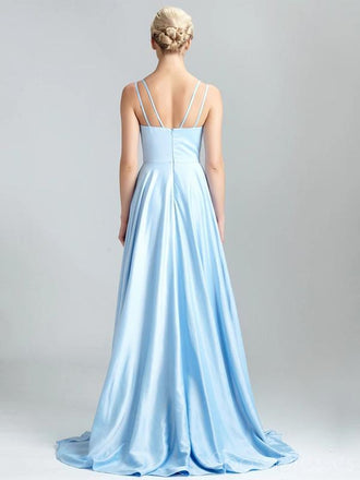 A-line V Neck Sleeveless Custom Prom Dresses, Sweet 16 Prom Dresses, 12409
