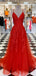 A-line Lace Applique V Neck Sleeveless Prom Dresses, Sweet 16 Prom Dresses, 12452