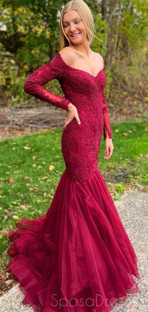 Sexy Mermaid Off The Shoulder Prom Dresses, Sweet 16 Prom Dresses, 12453