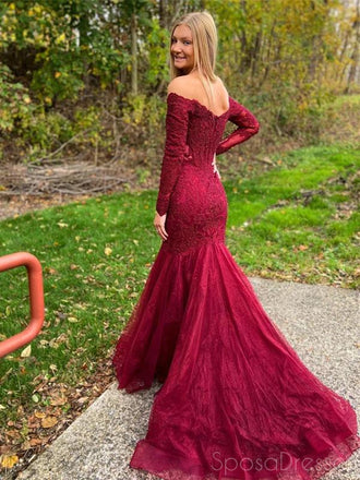 Sexy Mermaid Off The Shoulder Prom Dresses, Sweet 16 Prom Dresses, 12453