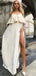 A-line Spaghetti Straps V Neck Long Prom Dresses, Sweet 16 Prom Dresses, 12461