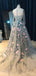 A-line Long Sleeves Applique Long Prom Dresses, Sweet 16 Prom Dresses, 12470