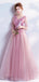 A-line Applique V Neck Long Sleeves Prom Dresses, Sweet 16 Prom Dresses, 12472