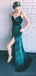Green Mermaid Side Slit Sleeveless Prom Dresses, Sweet 16 Prom Dresses, 12479