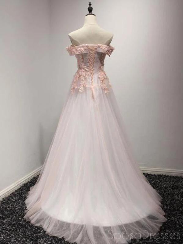 Elegant Tulle Applique Off The Shoulder Prom Dresses, Sweet 16 Prom Dresses, 12494