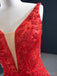 Mermaid Red Sleeveless Beading Prom Dresses, Sweet 16 Prom Dresses, 12507