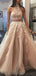 Two Pieces Applique Sleeveless Long Prom Dresses, Sweet 16 Prom Dresses, 12511