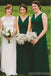 V Neck Green Chiffon Cheap Bridesmaid Dresses Online, WG768