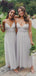 Spahgetti Straps Sleeveless Grey Tulle Long Bridesmaid Dresses Online, WG734