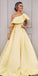 One Shoulder Simple Yellow Cheap Long Evening Prom Dresses, Evening Party Prom Dresses, 12155