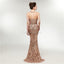 Illusion Gold Sequin Sparkly Mermaid Long Evening Prom Dresses, Evening Party Prom Dresses, 12012
