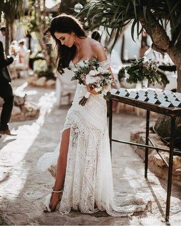 Sweetheart Sexy Middle Slit Mermaid Wedding Dresses Online, Cheap Bridal Dresses, WD652