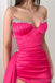Sexy Hot Pink Sheath Sweetheart High Slit Cheap Long Prom Dresses,13035