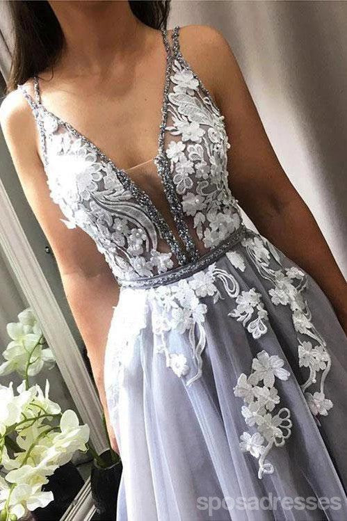 V-neck Grey Lace Cheap Homecoming Dresses Online, Cheap Short Prom Dresses, CM747
