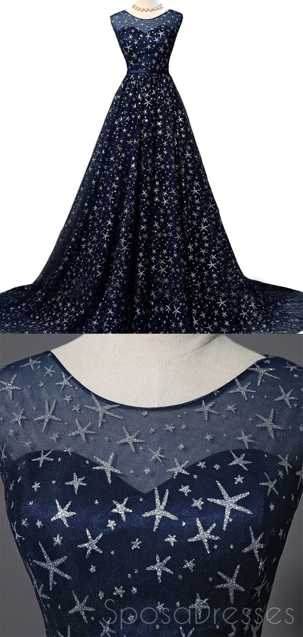 Scoop Navy Star Sequin Cheap Long Evening Prom Dresses, Cheap Custom S SposaDresses Scoop Navy Star Sequin Cheap Long Evening Prom Dresses, Cheap Custom S SposaDresses