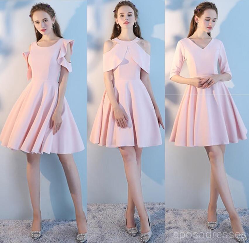 Blush Pink Cheap Mismatched Simple Short Bridesmaid Dresses Online, WG516