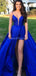 Sexy Backless Royal Blue A-line Long Evening Prom Dresses, Evening Party Prom Dresses, 12297