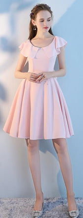 Blush Pink Short Mismatched Simple Cheap Bridesmaid Dresses Online, WG515