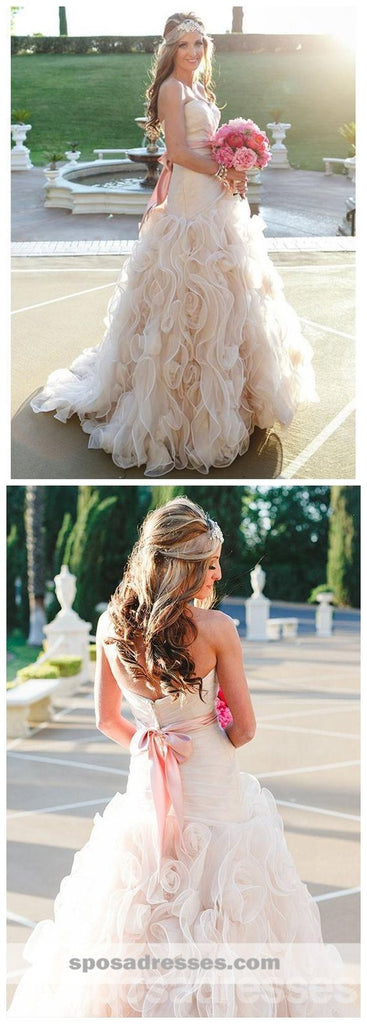 Strapless Cheap Wedding Dresses Online, Ruffle A-line Bridal Dresses, WD443