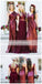 Dark Red Sequin Mismatched Custom Long Bridesmaid Dresses, WG235