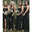 Mermaid Side Slit Spaghetti Straps Long Cheap Bridesmaid Dresses Online, WG615