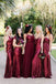 Mismatched Burgundy Sequin Long Bridesmaid Dresses Online, WG736