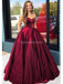 Dark Red Sweetheart A-line Long Evening Prom Dresses, Evening Party Prom Dresses, 12300