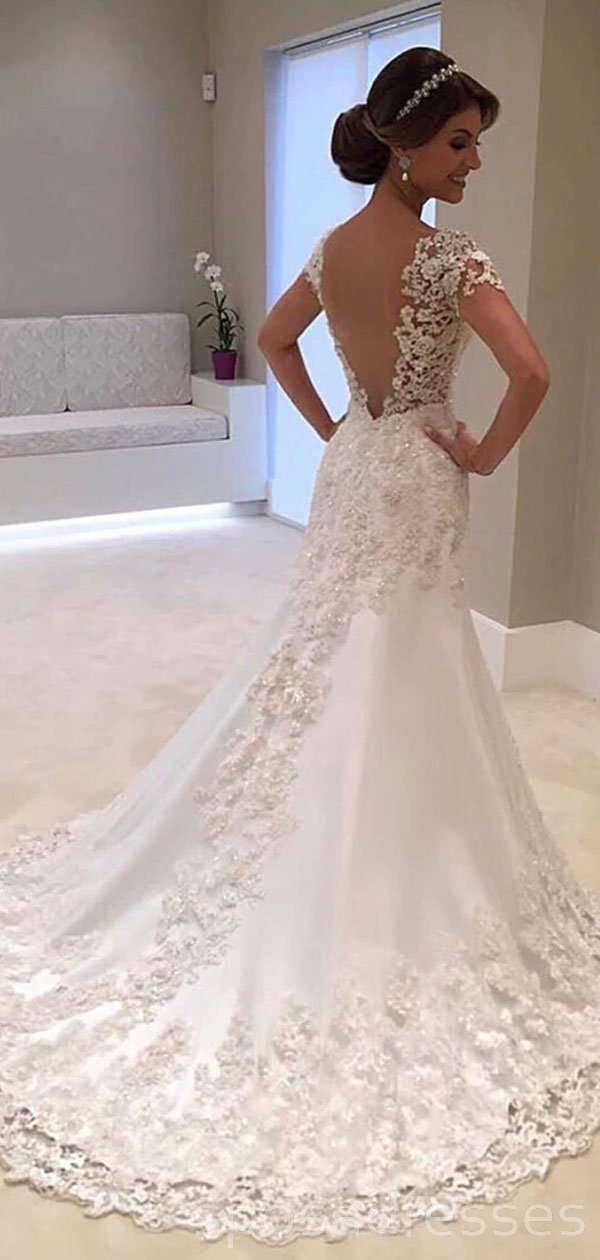 Cap Sleeves Lace Mermaid Wedding Dresses Online, Cheap Bridal Dresses, SposaDresses Cap Sleeves Lace Mermaid Wedding Dresses Online, Cheap Bridal Dresses, SposaDresses