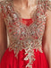 Cap Sleeves Applique Chiffon Evening Prom Dresses, Evening Party Prom Dresses, 12068