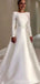 Simple Long Sleeves Satin A-line Wedding Dresses, Cheap Wedding Gown, WD712