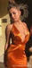 Sexy Burnt Orange Mermaid Halter V-neck Maxi Long Prom Dresses,Evening Dresses,13196