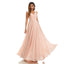 Pink A-line Straps V-neck Cheap Chiffon Long Bridesmaid Dresses,WG1610