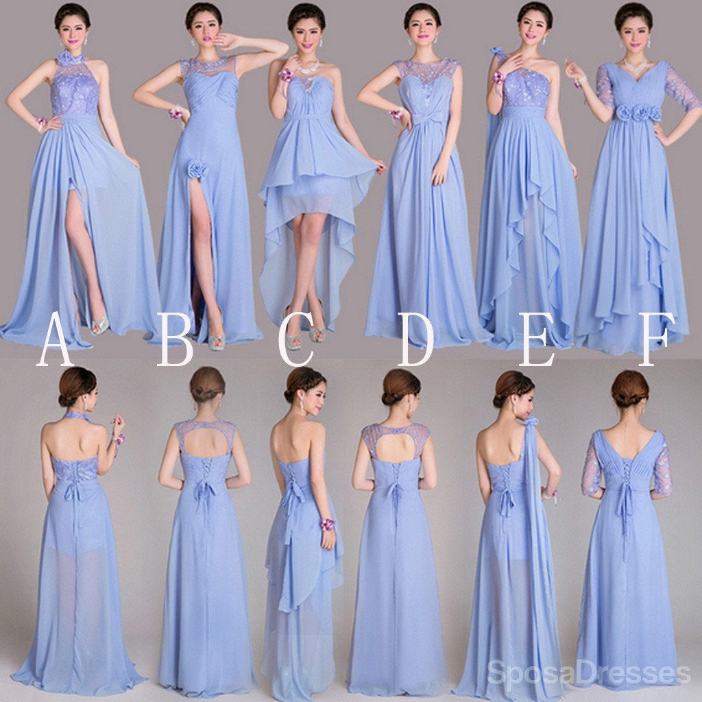 Beautiful Mismatched Differeent Styles A Line Long Bridesmaid Dresses, WG189