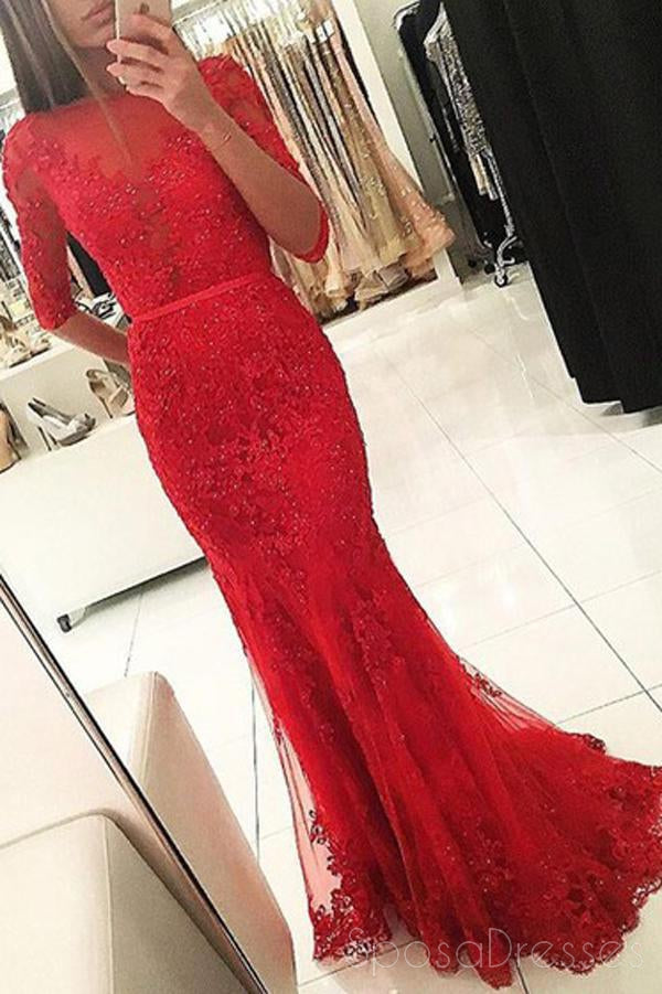 Long Sleeve Backless High Neck Red Mermaid Lace Long Evening Prom Dres SposaDresses Long Sleeve Backless High Neck Red Mermaid Lace Long Evening Prom Dres SposaDresses