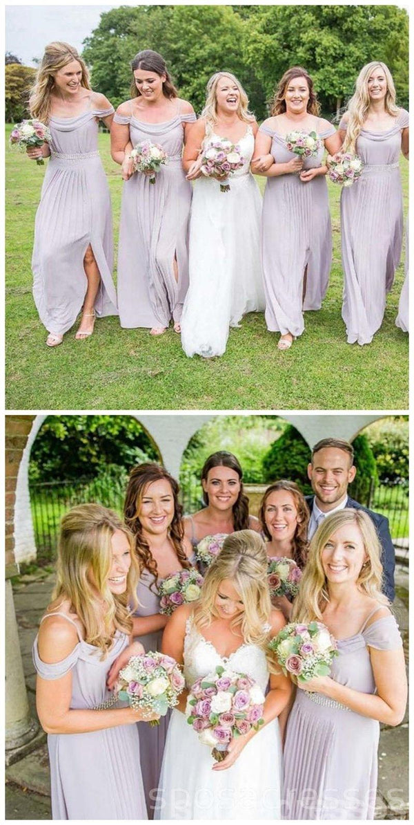 Pale Lilac Chiffon Off Shoulder Cheap Custom Bridesmaid Dresses Online – SposaDresses