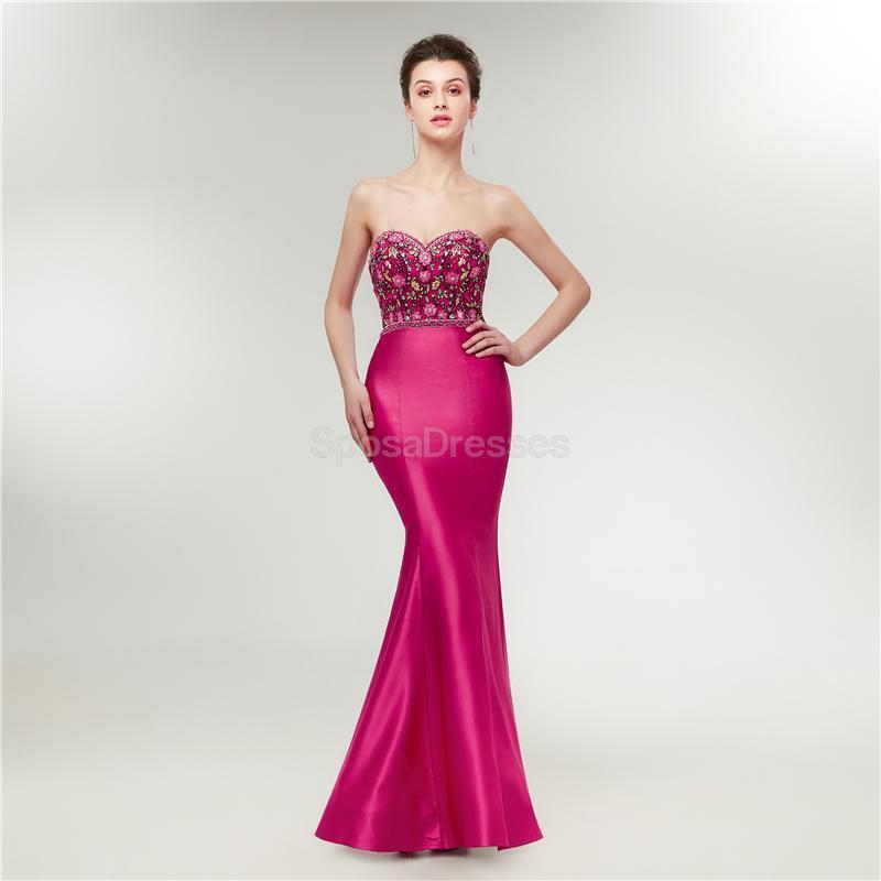 Fuchsia Mermaid Evening Prom Dresses, Evening Party Prom Dresses, 12019