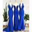 Mismatched Royal Blue Mermaid Spaghetti Straps Long Bridesmaid Dresses Gown Online,WG1116