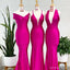Mismatched Hot Pink Mermaid Sleeveless Long Bridesmaid Dresses Gown Online,WG1115