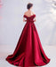 Dark Red Off Shoulder Lace Beaded Evening Prom Dresses, Evening Party Prom Dresses, 12206