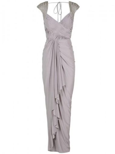 Cap Sleeves Backless Grey Cheap Bridesmaid Dresses Online, WG605