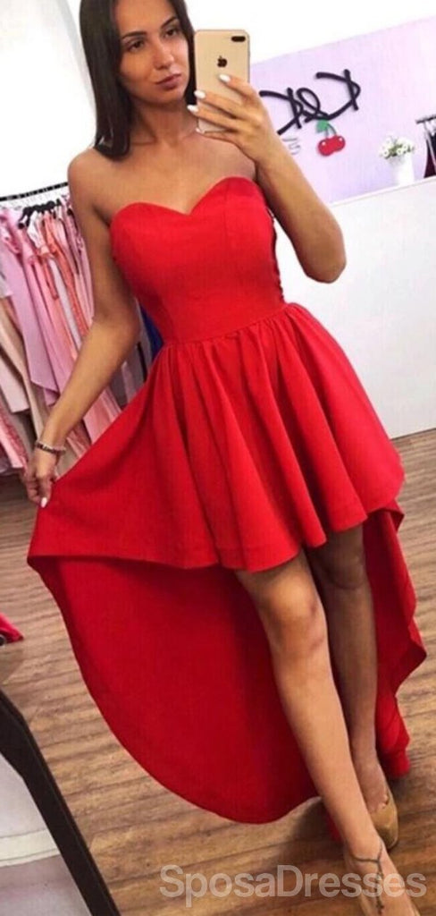 Simple Red High Low Simple Cheap Short Homecoming Dresses Online, Cheap Short Prom Dresses, CM827