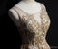 Champagne A-line V-neck Cheap Long Prom Dresses Online,12639