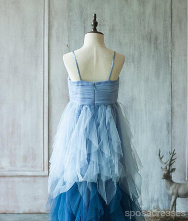 Unique Spaghetti Blue Tulle Flower Girl Dresses, Cheap Junior Bridesmaid Dresses, FG048