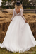 Off White A-line Long Sleeves V-neck Handmade Lace Wedding Dresses,WD791