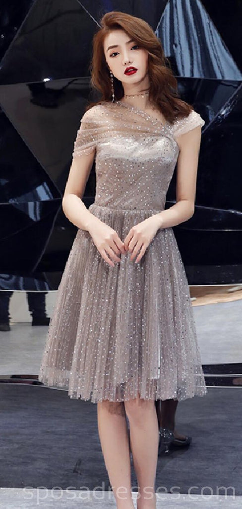 Cap Sleeves Sparkly Sequin Cheap Homecoming Dresses Online, Cheap Short Prom Dresses, CM762
