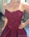 A line Maroon Lace Bodice Long Evening Prom Dresses, Popular Cheap Long 2018 Party Prom Dresses, 17267