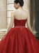 Sweetheart Sparkly Red Ball Gown Evening Prom Dresses, Evening Party Prom Dresses, 12263